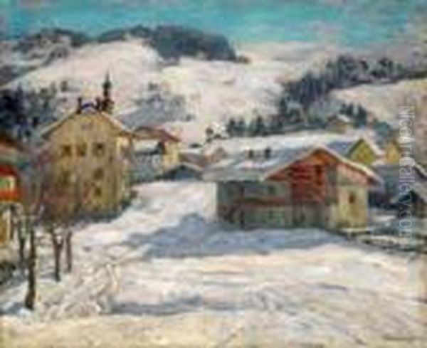 Winter Landscape Oil Painting by Arnold Borisovic Lakowskij