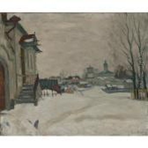 Winter Landscape Oil Painting by Arnold Borisovic Lakowskij