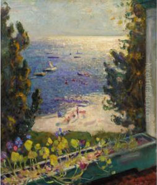 Terrace Overlooking The Beach, Long Island Oil Painting by Arnold Borisovic Lakowskij