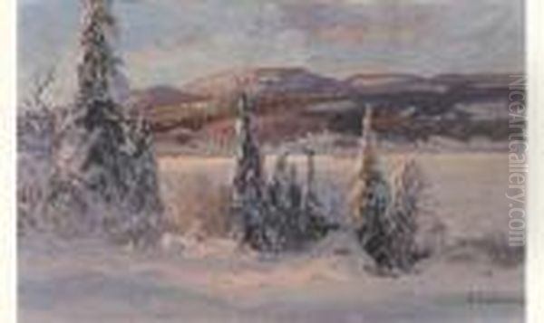 Winter Landscape Oil Painting by Arnold Borisovic Lakowskij