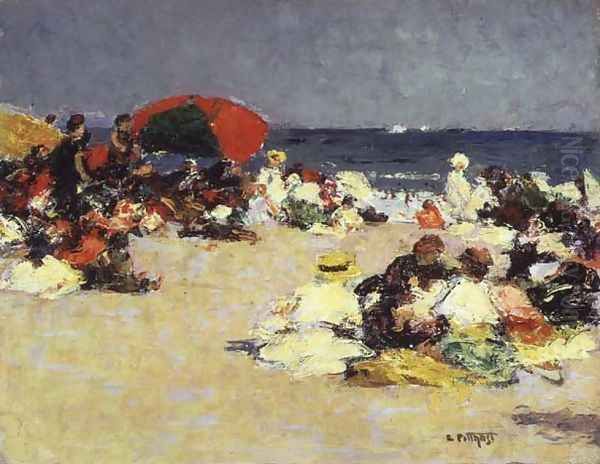 On the Beach at Trouville c.1865 Oil Painting by Edward Henry Potthast