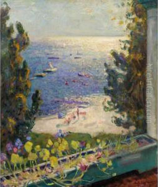 Terrace Overlooking The Beach Oil Painting by Arnold Borisovic Lakowskij