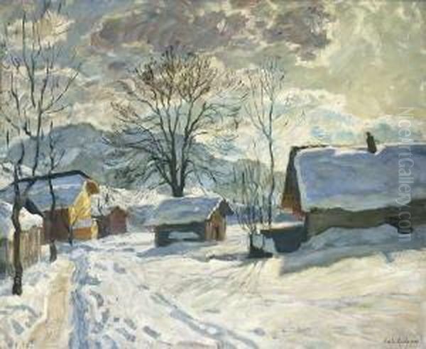 Wintertag Am Dorfrand. Oil Painting by Arnold Borisovic Lakowskij