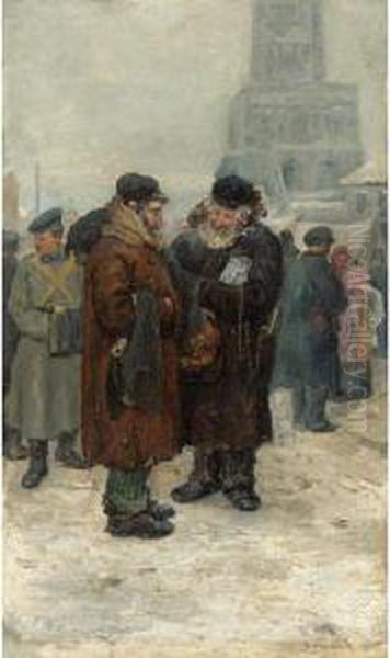 At The Flea Market Oil Painting by Arnold Borisovic Lakowskij