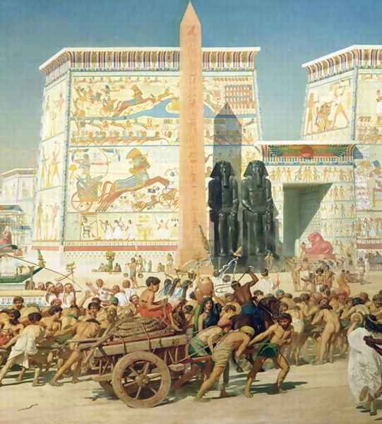 Wagon and Pylon, detail from Israel in Egypt Oil Painting by Sir Edward John Poynter