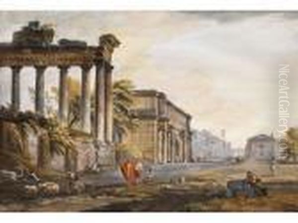 Capriccio Oil Painting by Jean-Baptiste Lallemand