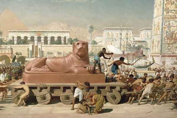 Statue of Sekhmet being transported, detail of Israel in Egypt, 1867 Oil Painting by Sir Edward John Poynter