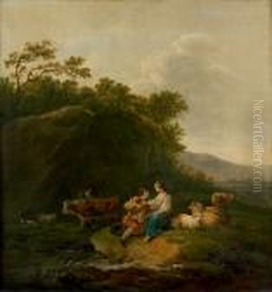 Scene Pastorale Oil Painting by Jean-Baptiste Lallemand