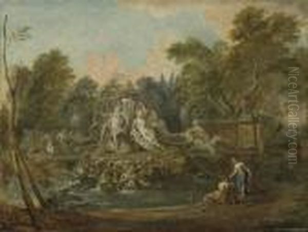 La Fontaine De Neptune Oil Painting by Jean-Baptiste Lallemand