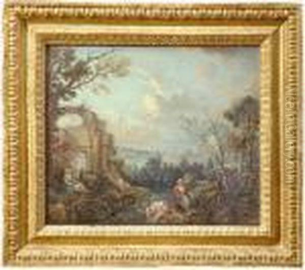 Paysage Avec Ses Baigneuses Oil Painting by Jean-Baptiste Lallemand