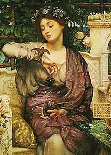 Lesbia and her Sparrow Oil Painting by Sir Edward John Poynter