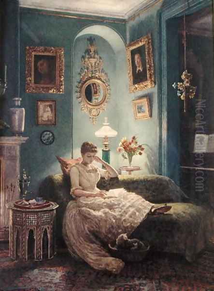 An Evening at Home, 1888 Oil Painting by Sir Edward John Poynter