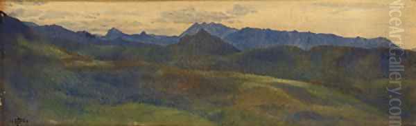 A mountainous landscape Oil Painting by Sir Edward John Poynter