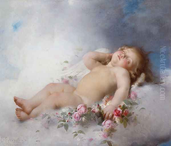 Sleeping Putto Oil Painting by Leon-Jean-Basile Perrault