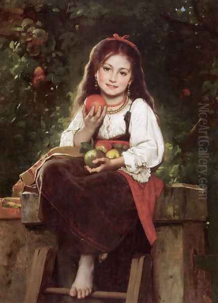 The Apple Picker Oil Painting by Leon-Jean-Basile Perrault