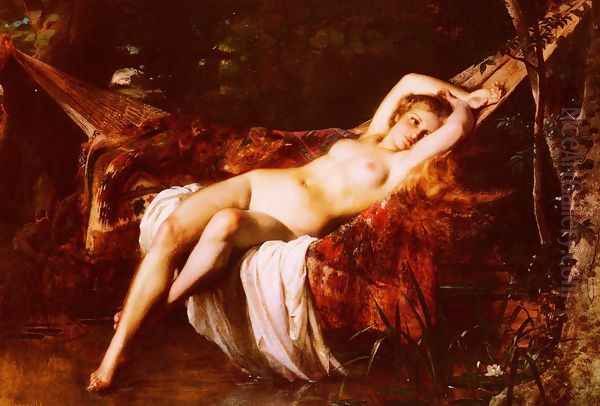 La Baigneuse (The Bather) Oil Painting by Leon-Jean-Basile Perrault