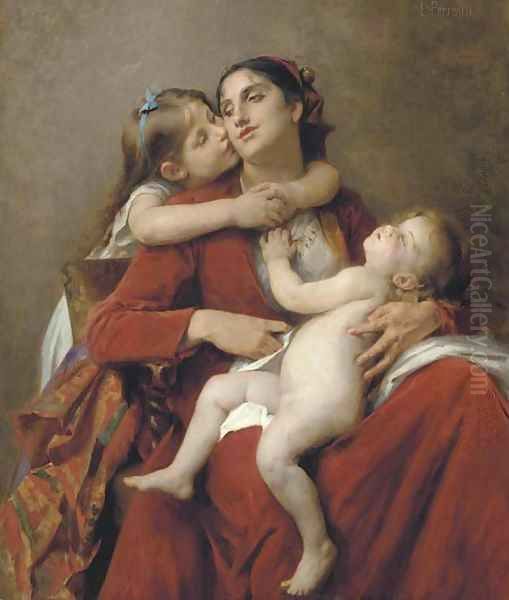 Maternal Love Oil Painting by Leon-Jean-Basile Perrault