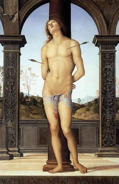 Saint Sebastian St Sebastian c. 1495 Oil Painting by Pietro Vannucci Perugino