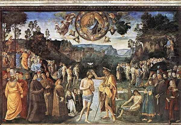 Baptism of Christ c. 1482 Oil Painting by Pietro Vannucci Perugino