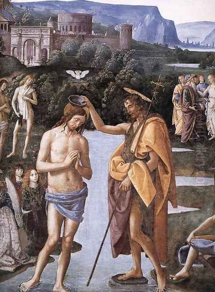 Baptism of Christ (detail-1) c. 1482 Oil Painting by Pietro Vannucci Perugino