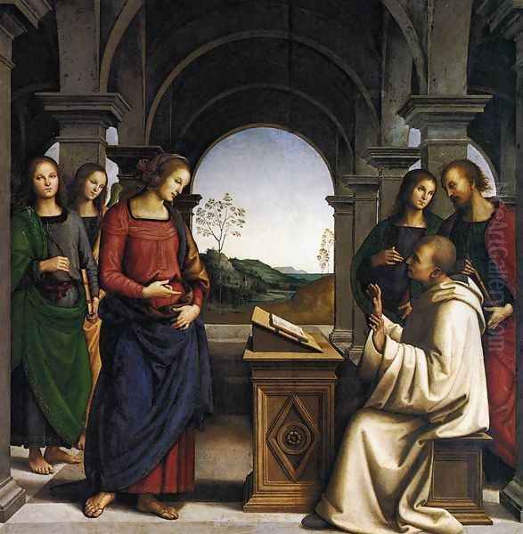 The Vision of St Bernard 1493 Oil Painting by Pietro Vannucci Perugino