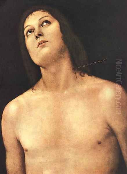 Bust of St. Sebastian 1493-94 Oil Painting by Pietro Vannucci Perugino