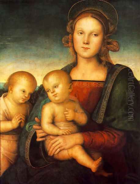 Madonna with Child and Little St John 1497 Oil Painting by Pietro Vannucci Perugino