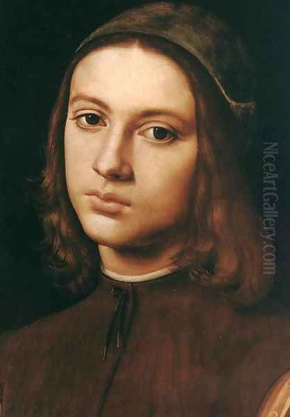 Portrait of a Young Man (detail) 1495 Oil Painting by Pietro Vannucci Perugino