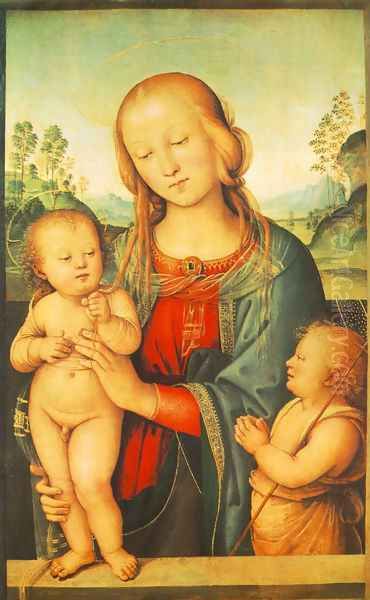 Madonna with Child and Little St John 1505-10 Oil Painting by Pietro Vannucci Perugino