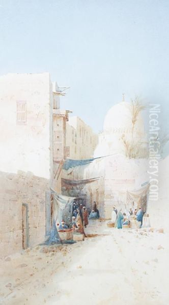 A Street In Cairo Oil Painting by Augustus Osborne Lamplough