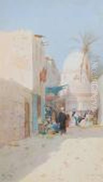 'a Streetscene, Cairo' Oil Painting by Augustus Osborne Lamplough