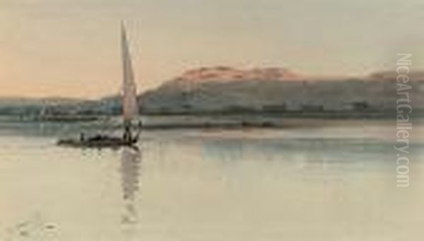 Feluccas On The Nile Oil Painting by Augustus Osborne Lamplough