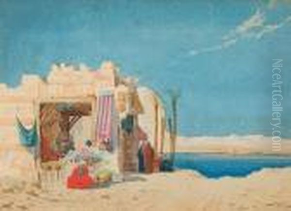 Arab Village Near Bulak Oil Painting by Augustus Osborne Lamplough