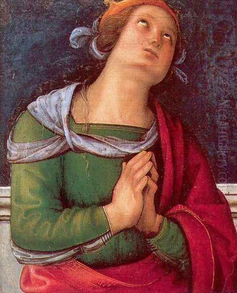 Saint Flavia Tempera and oil on wood panel, Vatican Picture Gallery Oil Painting by Pietro Vannucci Perugino