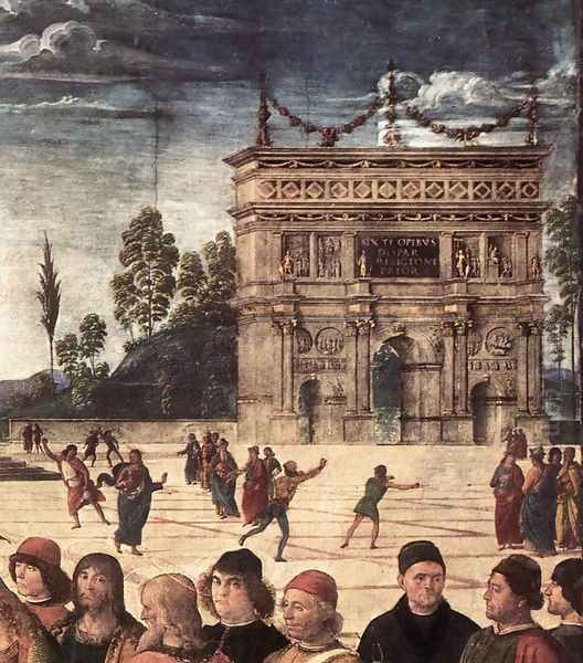 Christ Handing the Keys to St Peter (detail-4) 1481-82 Oil Painting by Pietro Vannucci Perugino