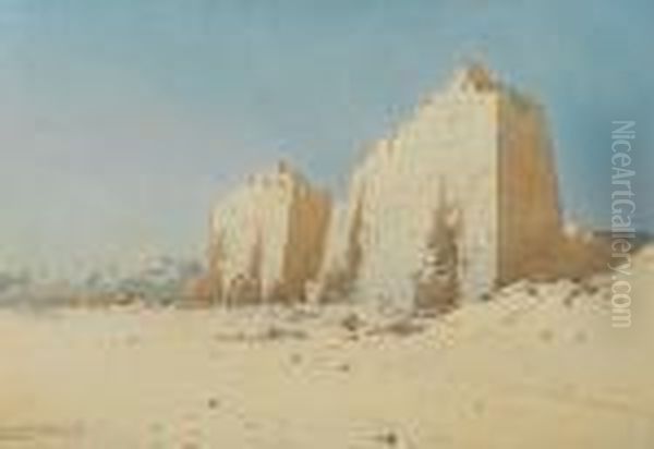 A Temple Half As Old As Time (karnak) Oil Painting by Augustus Osborne Lamplough