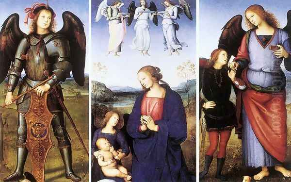 Polytych of Certosa di Pavia (details) c. 1499 Oil Painting by Pietro Vannucci Perugino