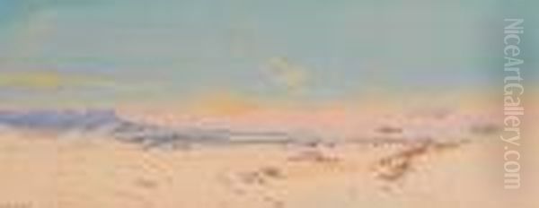 A Desert View Oil Painting by Augustus Osborne Lamplough