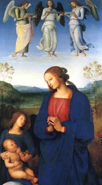 The Virgin and Child with an Angel 1496-1500 Oil Painting by Pietro Vannucci Perugino