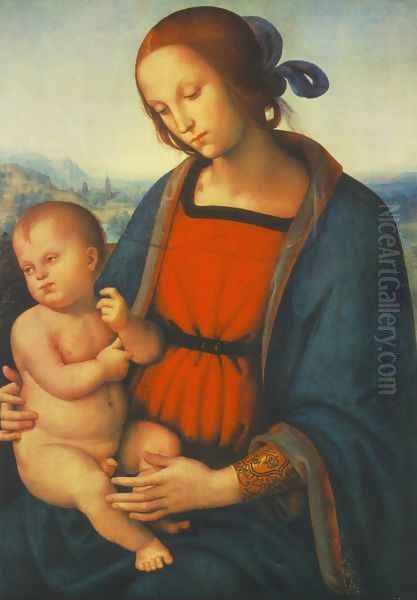 Madonna and Child 1500s Oil Painting by Pietro Vannucci Perugino