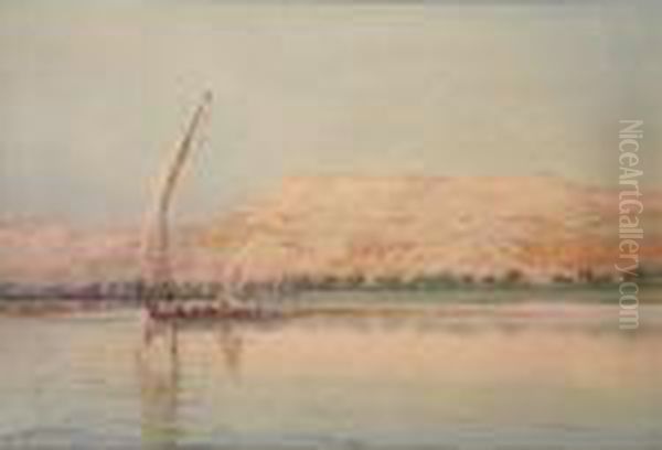 A Felucca On The Nile Oil Painting by Augustus Osborne Lamplough