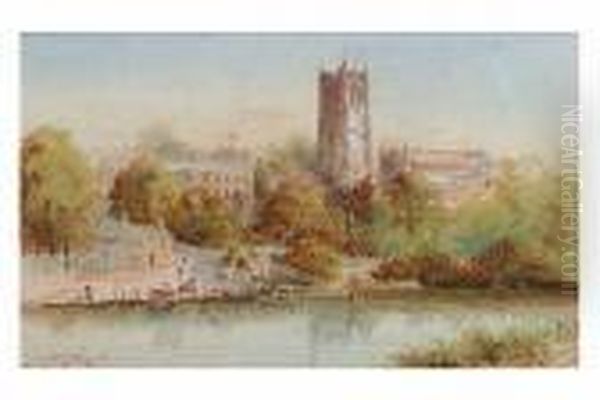 Chester From The River Dee Oil Painting by Augustus Osborne Lamplough