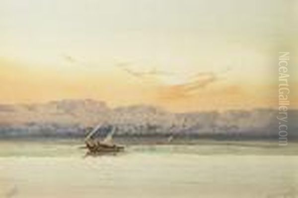 Sunset At Luxor Oil Painting by Augustus Osborne Lamplough