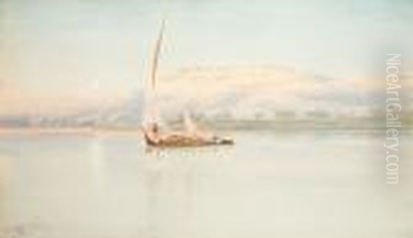 A Dhow On The Nile Oil Painting by Augustus Osborne Lamplough