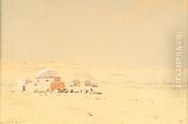 A Desert Camp Oil Painting by Augustus Osborne Lamplough