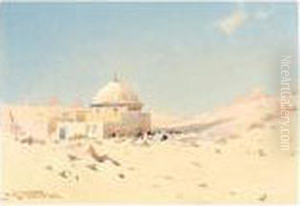 A Temple In The Desert Oil Painting by Augustus Osborne Lamplough