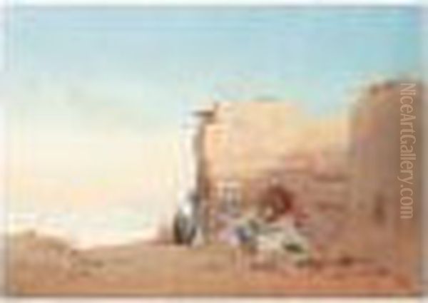 A Market At Luxor Oil Painting by Augustus Osborne Lamplough