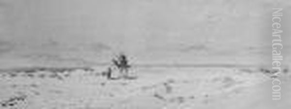 An Arab Leading A Camel Through The Desert Oil Painting by Augustus Osborne Lamplough