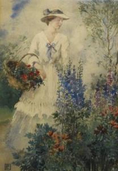 Picking Flowers Oil Painting by Percy Lancaster