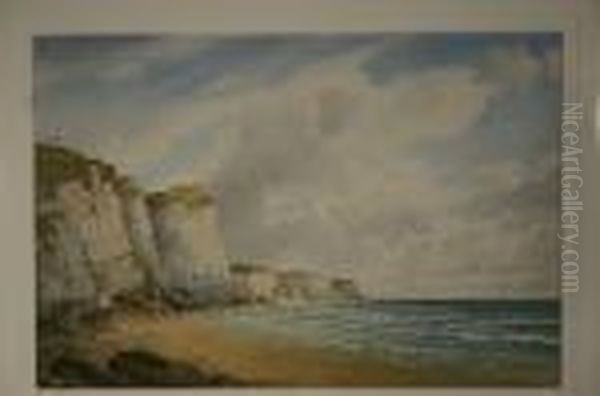 Coastal Scene With Limestone Rock by Percy Lancaster